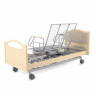Кровать для лежачих больных с матрасом, регул. высоты, Т/АТ MED-MOS DB-2B электрическая с поворотным креслом в правую сторону (светлое дерево)
